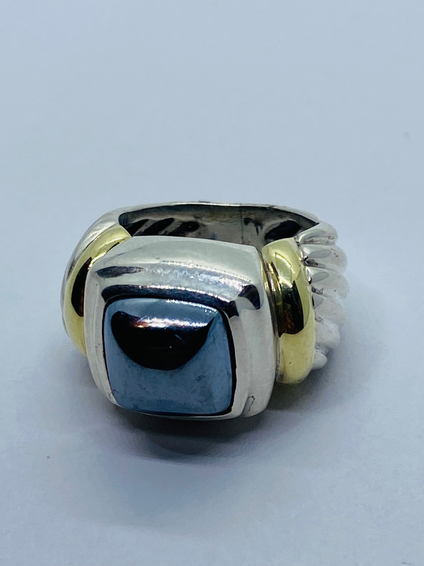 David Yurman - 14K Gold & Silver Noblesse Hematite Ring - size 3.25