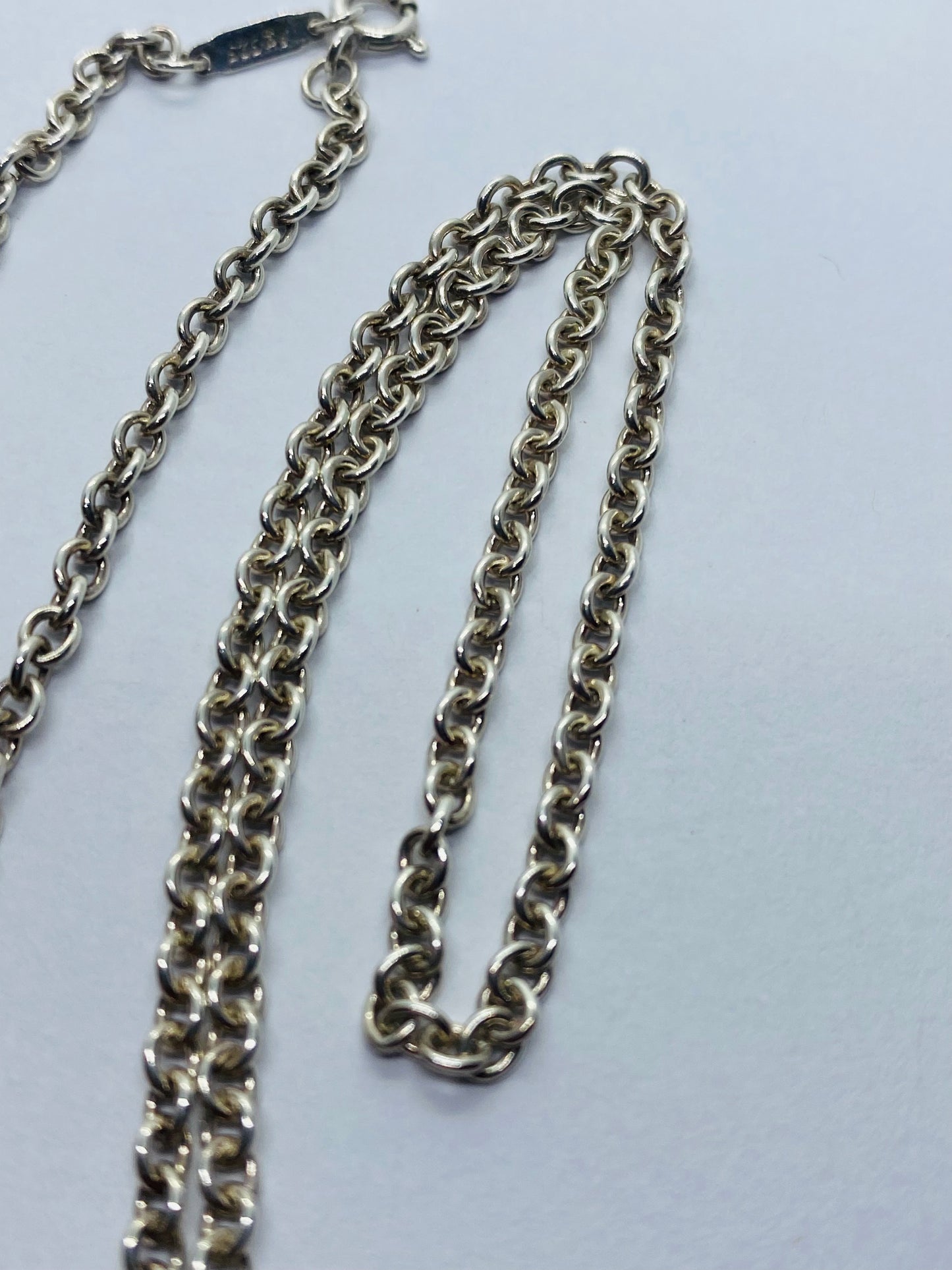 20” Tiffany & Co 3mm Large Link Rolo Chain Necklace in Sterling SilverPouch