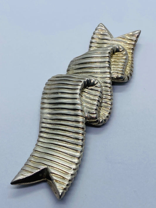 Tiffany & Co Designer Angela Cummings Ribbon Brooch Sterling Pin Vintage HUGE 3”