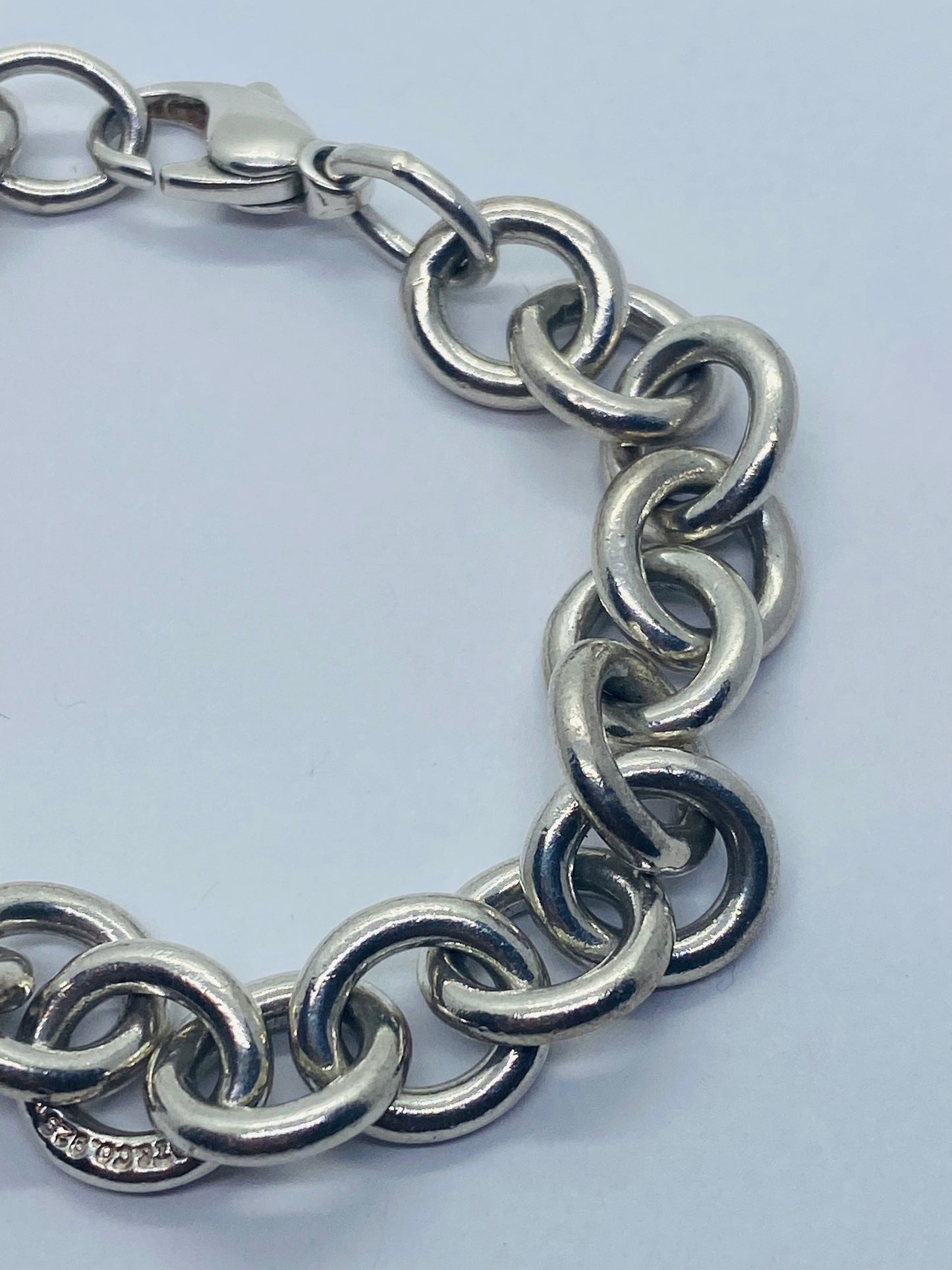 7.5” Tiffany & Co Sterling Silver Unisex Rolo Round Link Chain Bracelet Hallmark