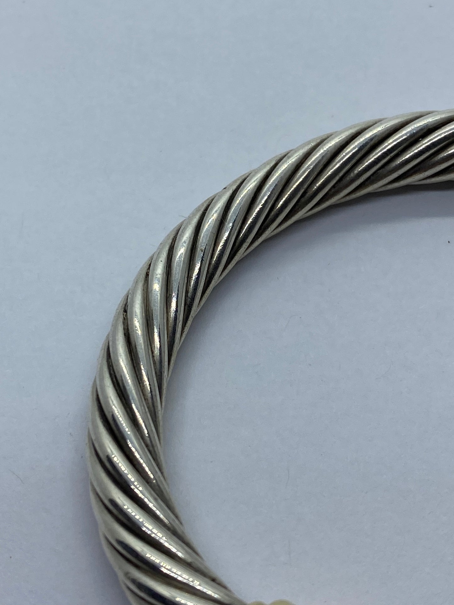 David Yurman 7mm Diamond Dome Cable Bracelet Sterling Silver 925 18K 750 Gold