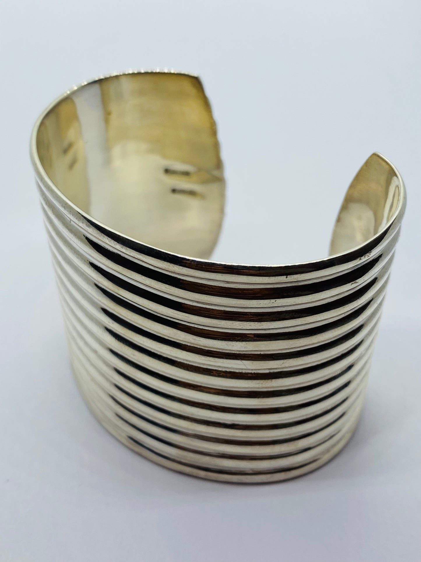 70”S Tiffany & Co Solid 925 Sterling Silver Large Mexico Wide Rib Bracelet Cuff