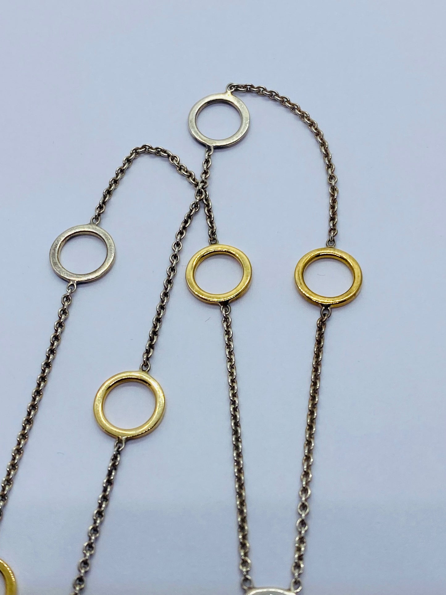Tiffany Co Lariat 18K 925 Circle Necklace 15.75"