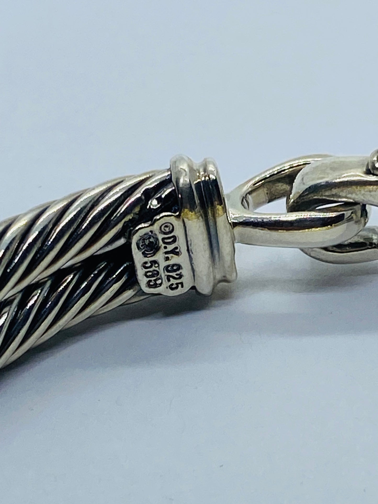 $4,000 David Yurman 14K Yellow Gold Silver Diamond Metro Double Cable Bracelet M
