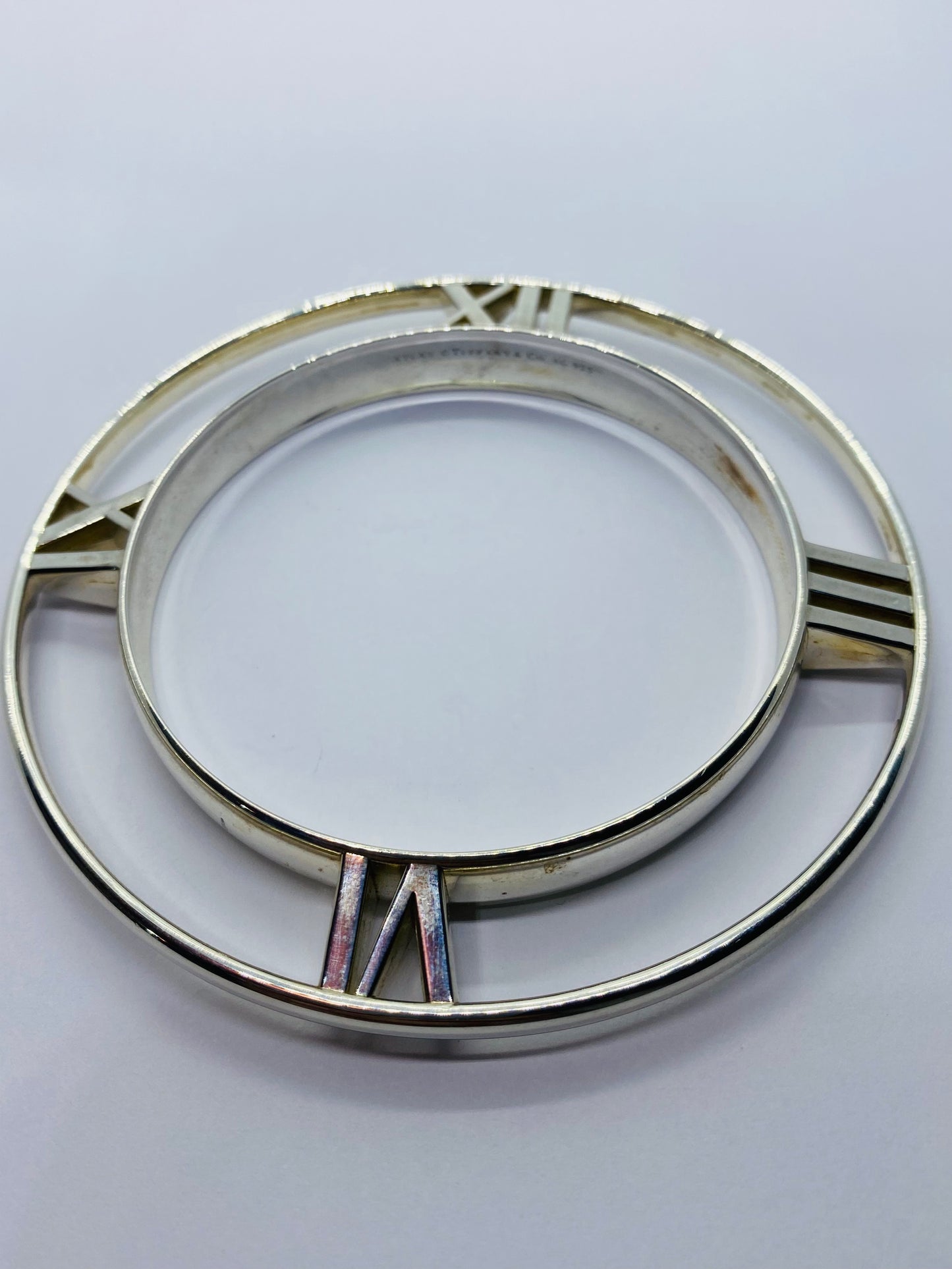 Tiffany & Co Sterling Silver 925 ATLAS Horizontal Bangle s.M Tapered Bracelet
