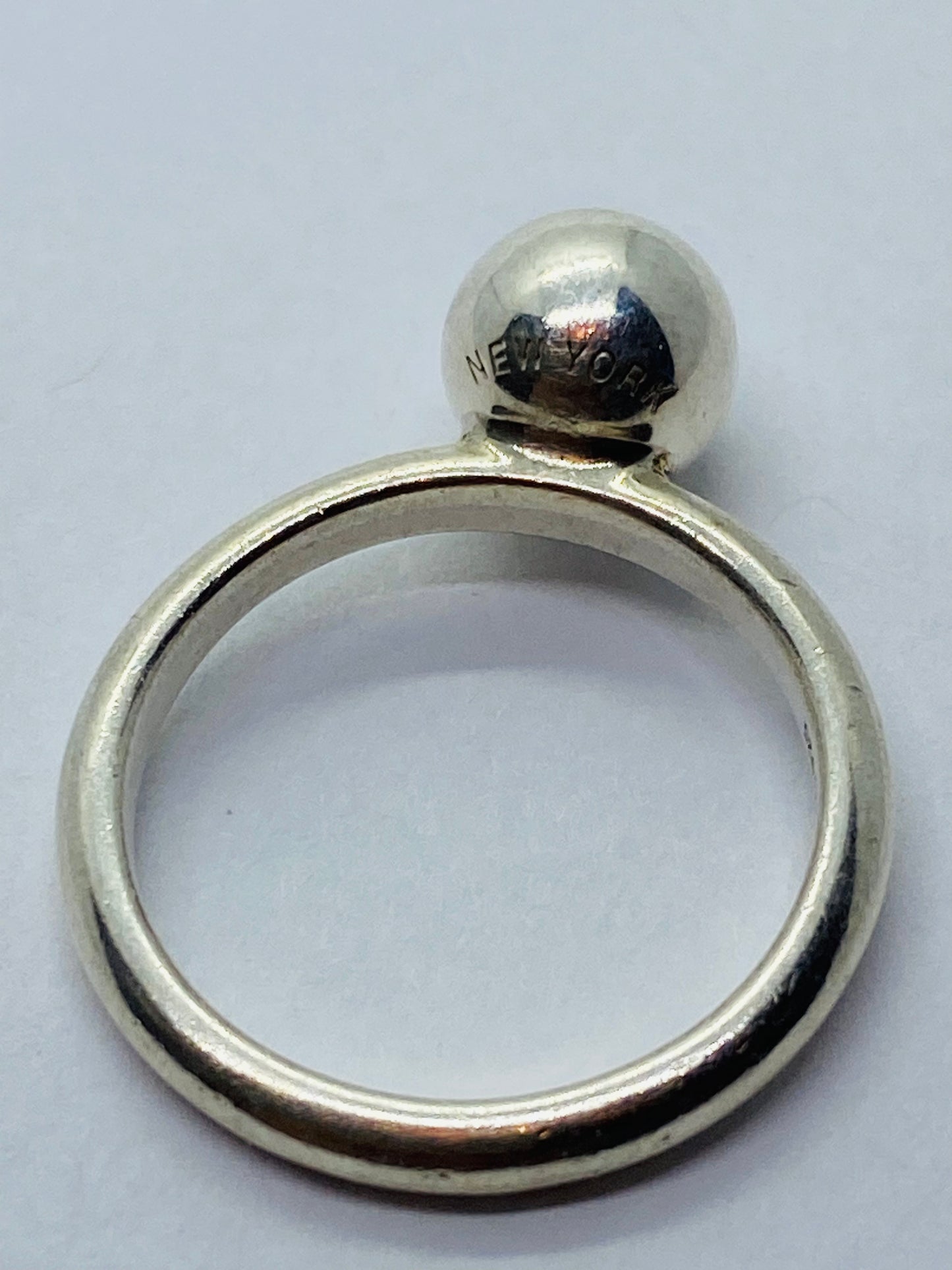 Tiffany Co Sterling Silver 8mm HardWear Hardware Round Ball Ring Size 5.75