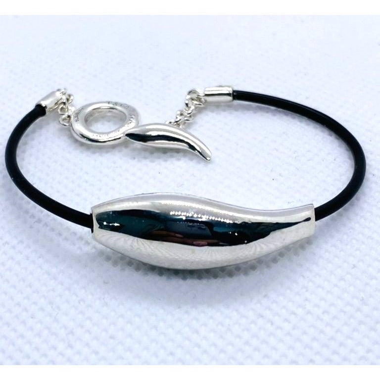 Tiffany & Co Sterling Silver 925 Frank Gehry Rubber Fish Bracelet 6.25"