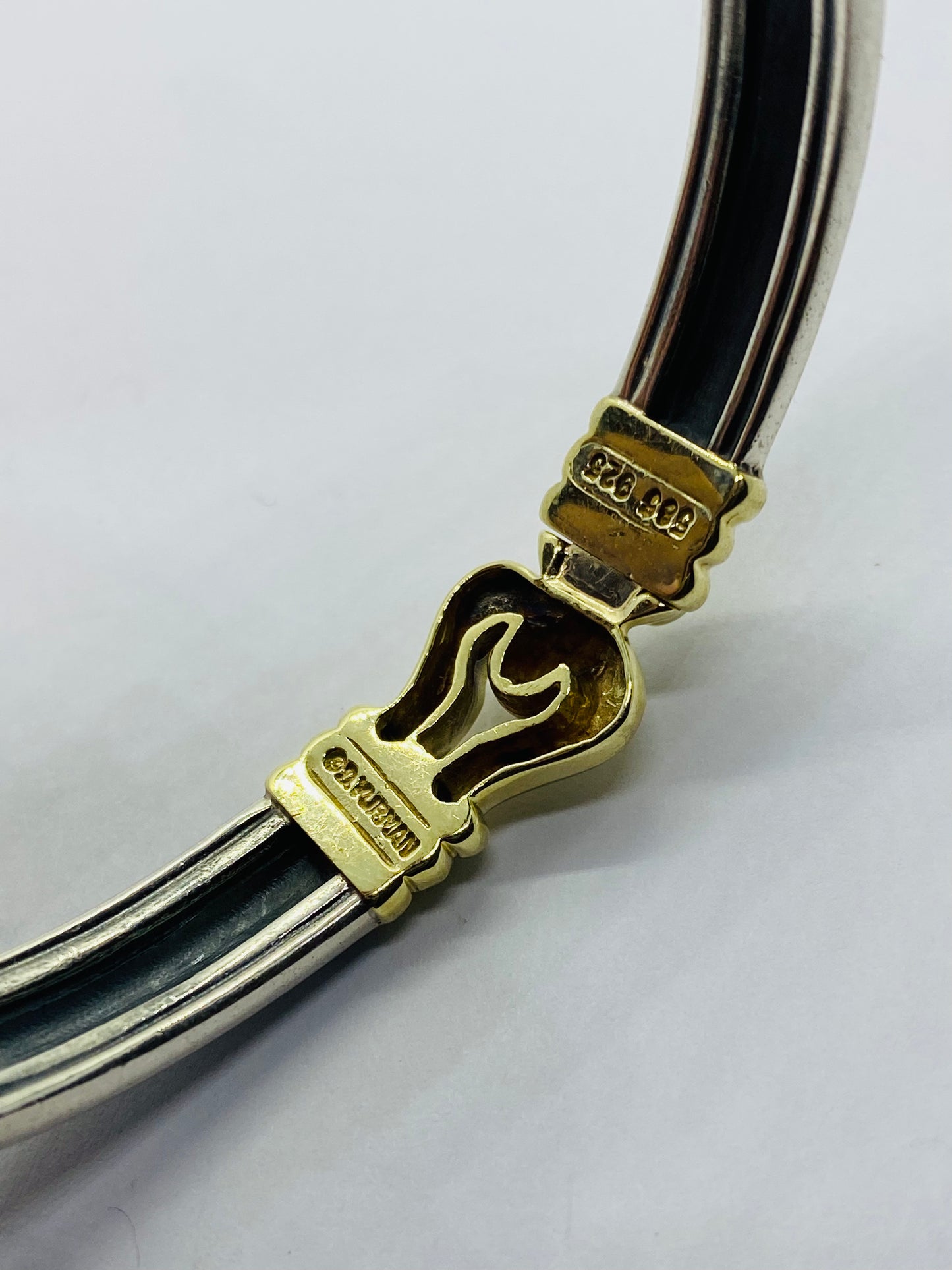 DAVID YURMAN STERLING SILVER 14K YELLOW GOLD CABLE SMOOTH BUCKLE BRACELET 7.5MM