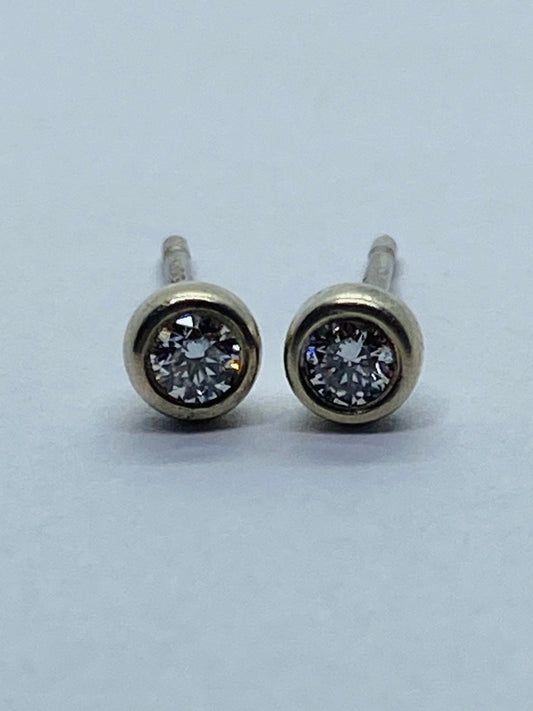 $1275 Tiffany & Co. 925 Silver Elsa Peretti Stud Earrings 0.14TCW Diamonds READ!