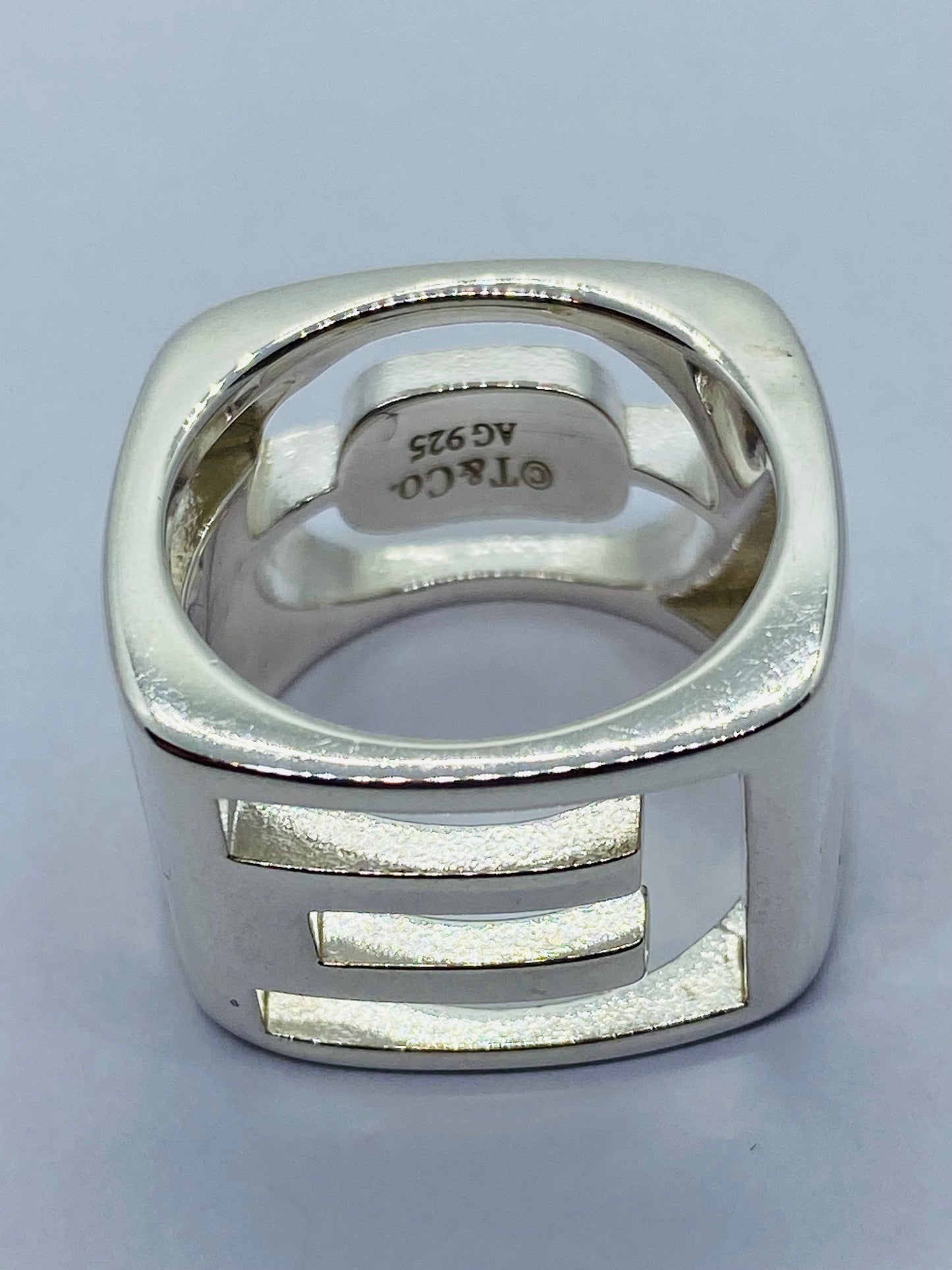 TIFFANY & CO DONALD CLAFLIN ERA STENCIL LOVE RING 925 STERLING SILVER 5.75 POUCH