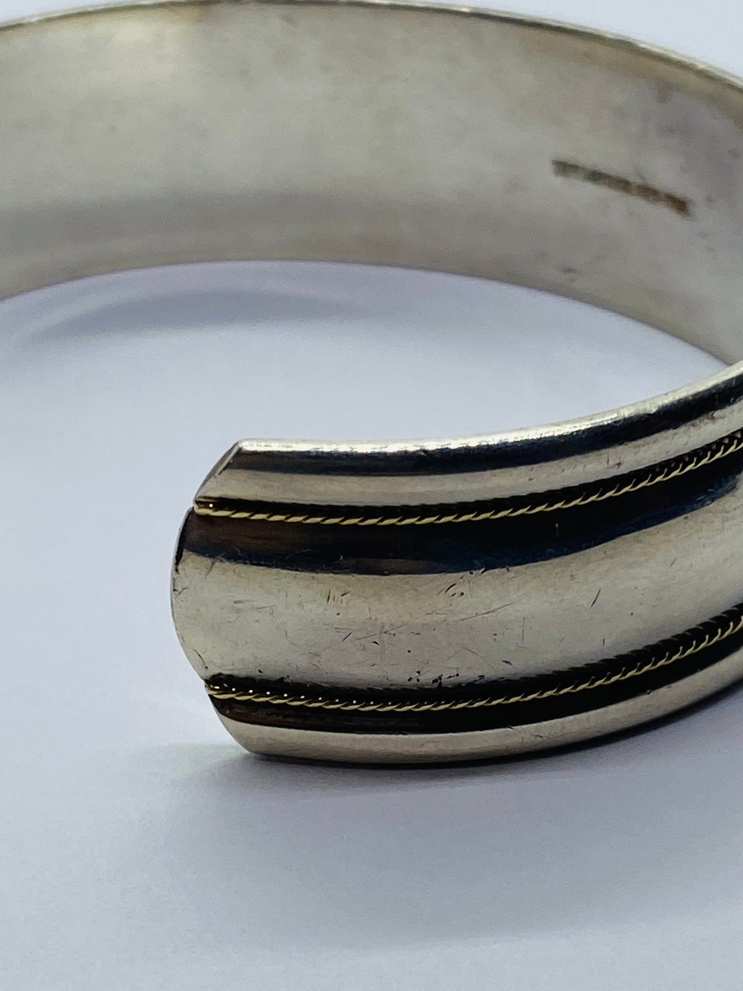 Tiffany & Co. Authentic Sterling Silver & 18k Gold Rope Cuff Bracelet 6.75”