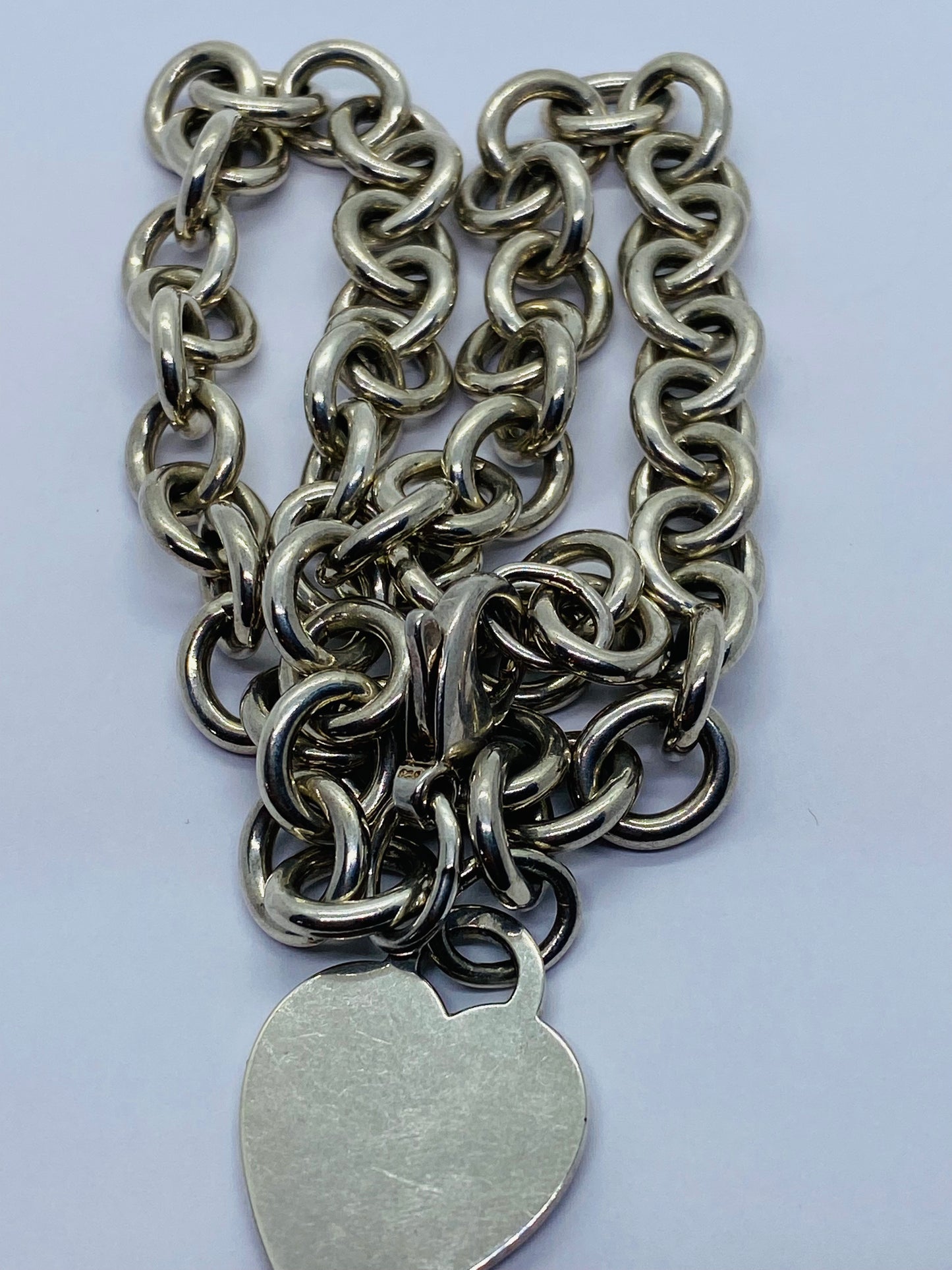 Tiffany & Co Sterling Silver Engravable Blank Heart Tag Necklace Original Box