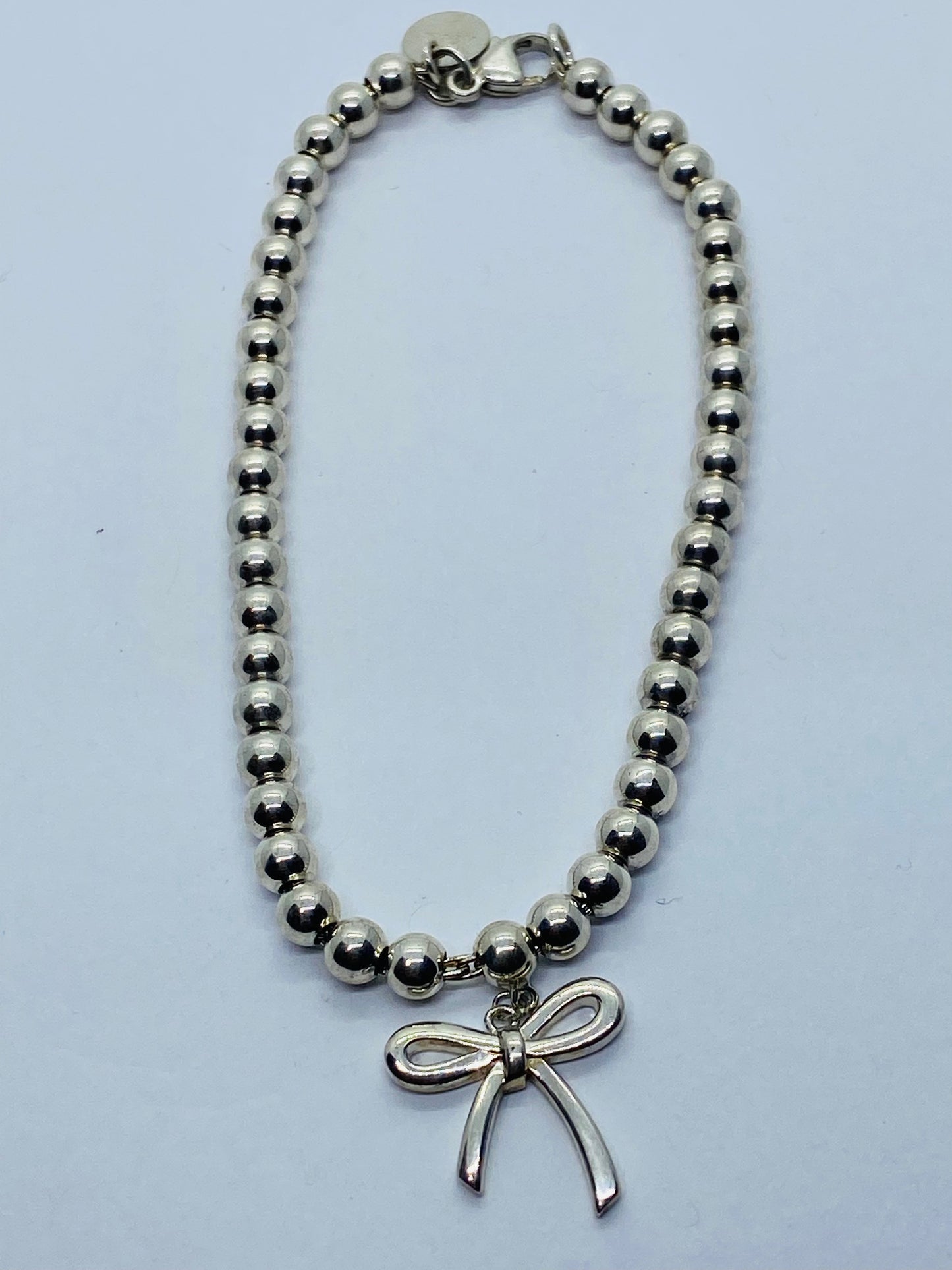 Tiffany & Co. Mini  Bow Bead Bracelet Medium Sterling Silver 925 7”
