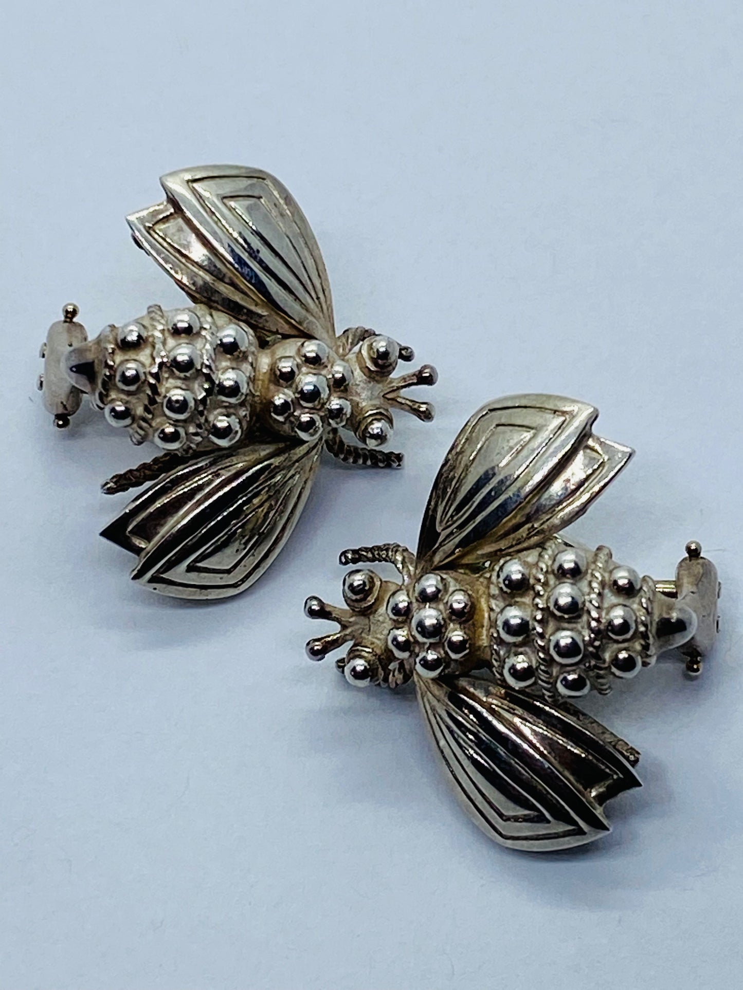 Tiffany & Co RARE Bumble Bee Clip On Earrings 23x26MM Sterling Silver 925