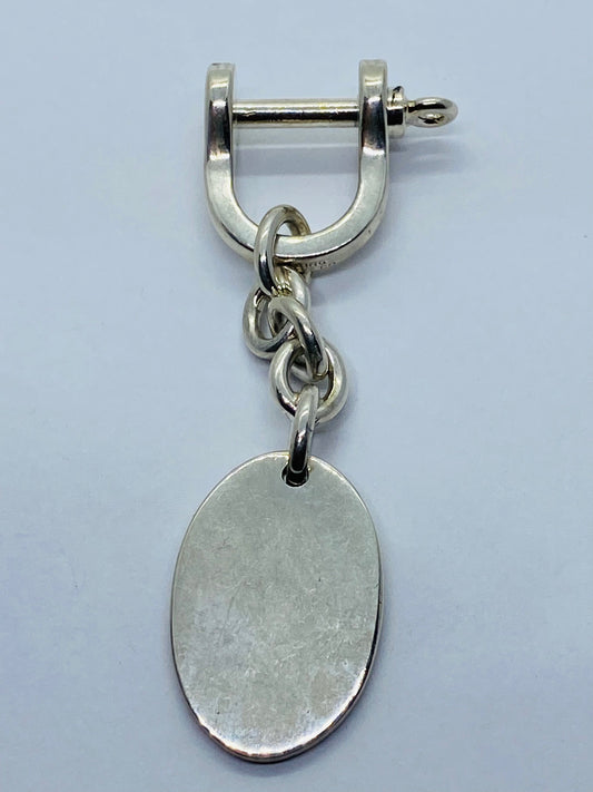 Tiffany & Co Silver Shackle Oval Key Ring Keychain Key Chain