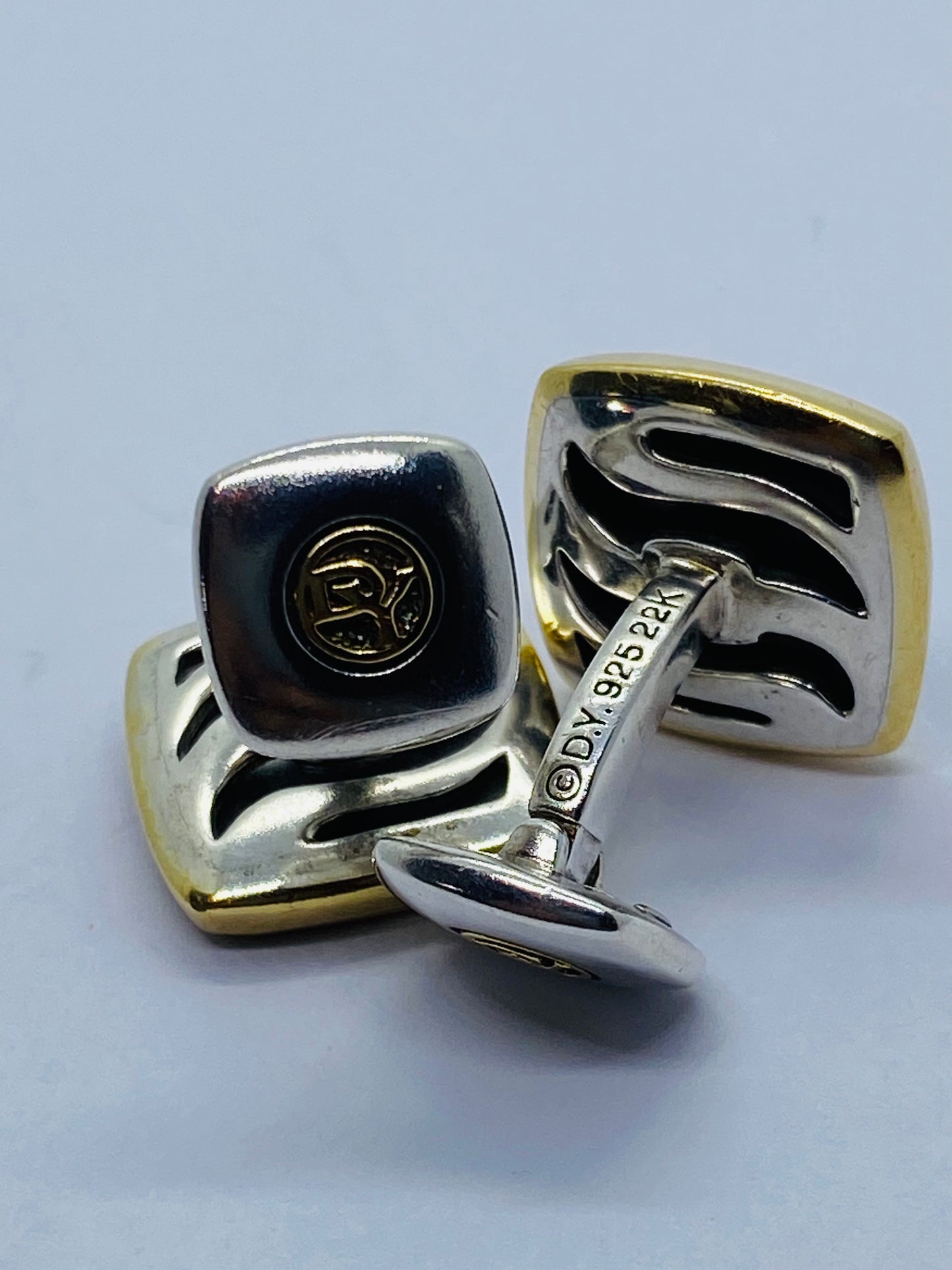 David Yurman PETRVS Carved Agate Horse Sterling Silver 925 22K Cufflinks