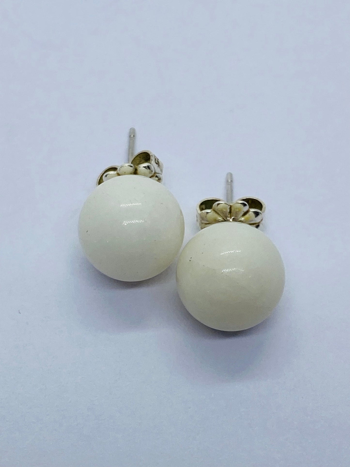 Authentic Tiffany & Co White Dolomite 14K Post silver backs