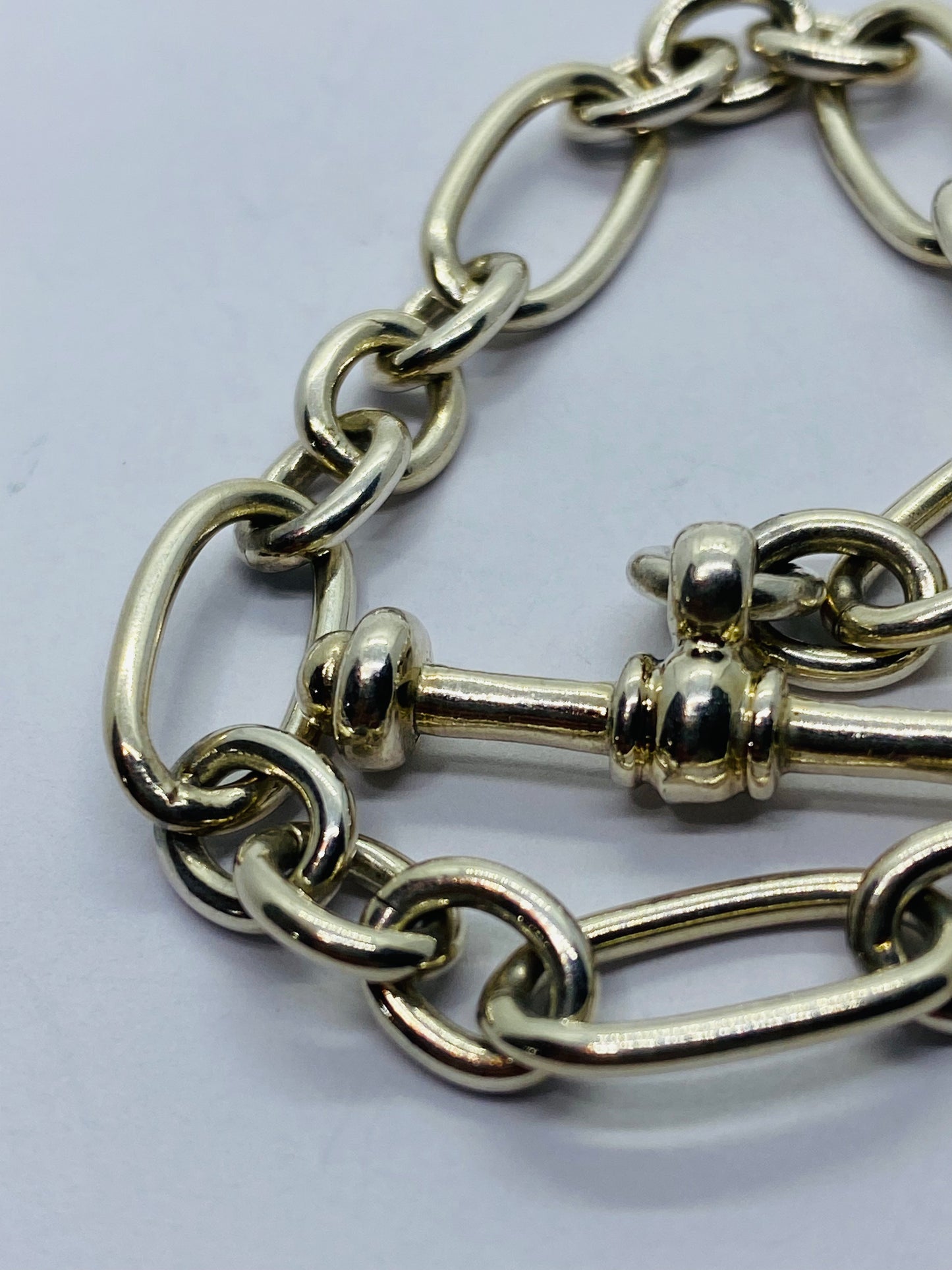 Tiffany & Co. Picasso 925 Silver 7.75” Groove Link Toggle Bracelet Pouch