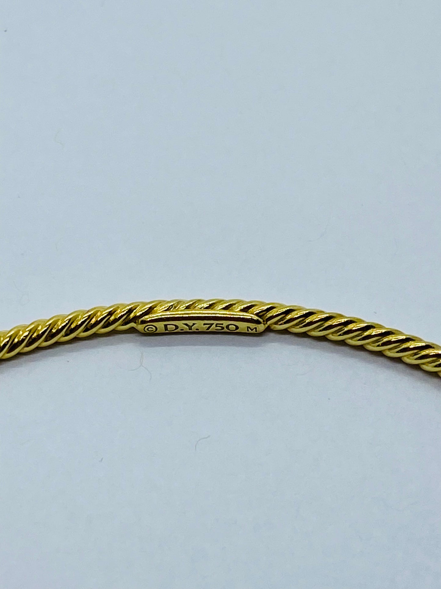 David Yurman 18K Yellow Gold Cable Classics 2mm Bangle Bracelet Free Shipping
