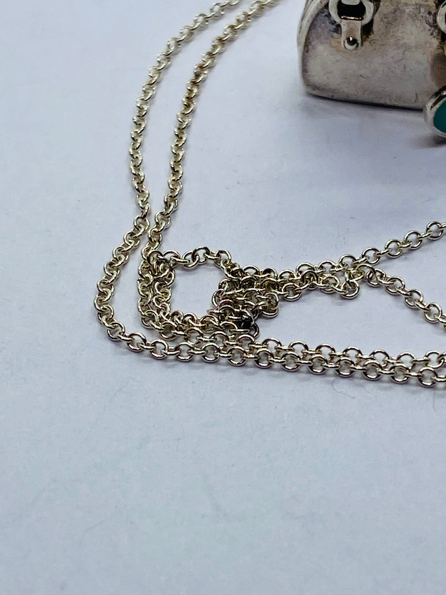 Tiffany & Co. Sterling Silver Handbag and Enamel Heart Italy  Pendant Necklace