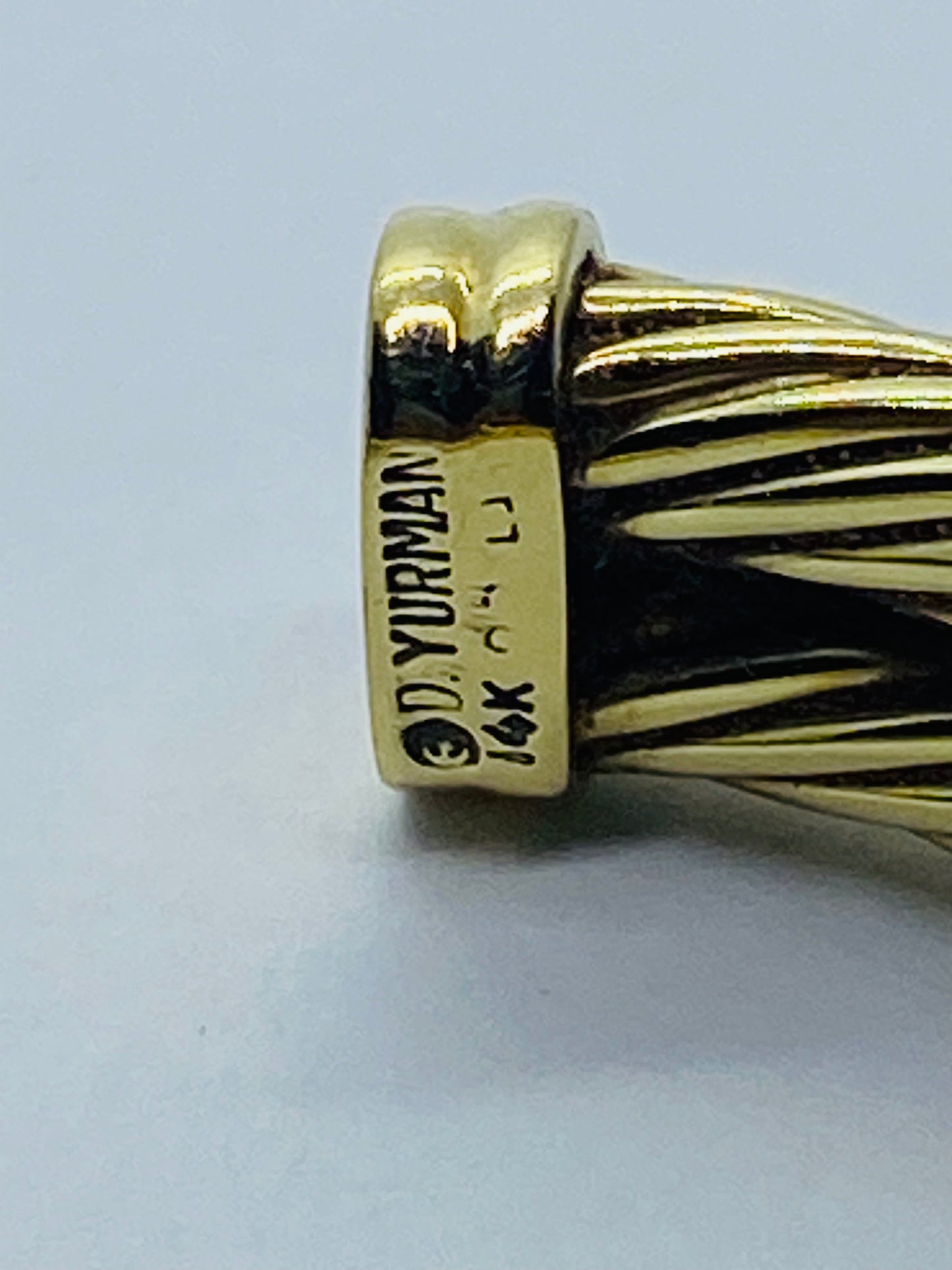 David Yurman Solid 14k Yellow Gold Double Cable Cuff Diamond Bracelet 6.5''