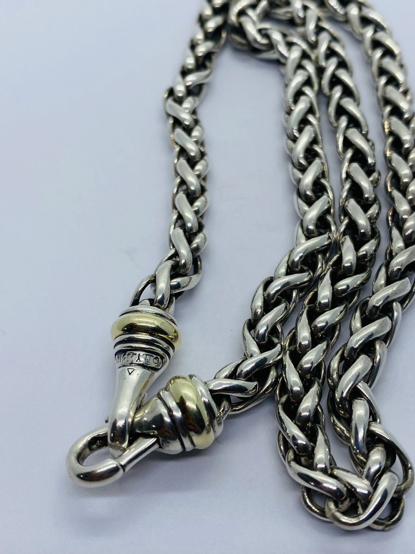 Authentic DAVID YURMAN 18" WHEAT NECKLACE WITH 585 14K Yellow GOLD 6mm
