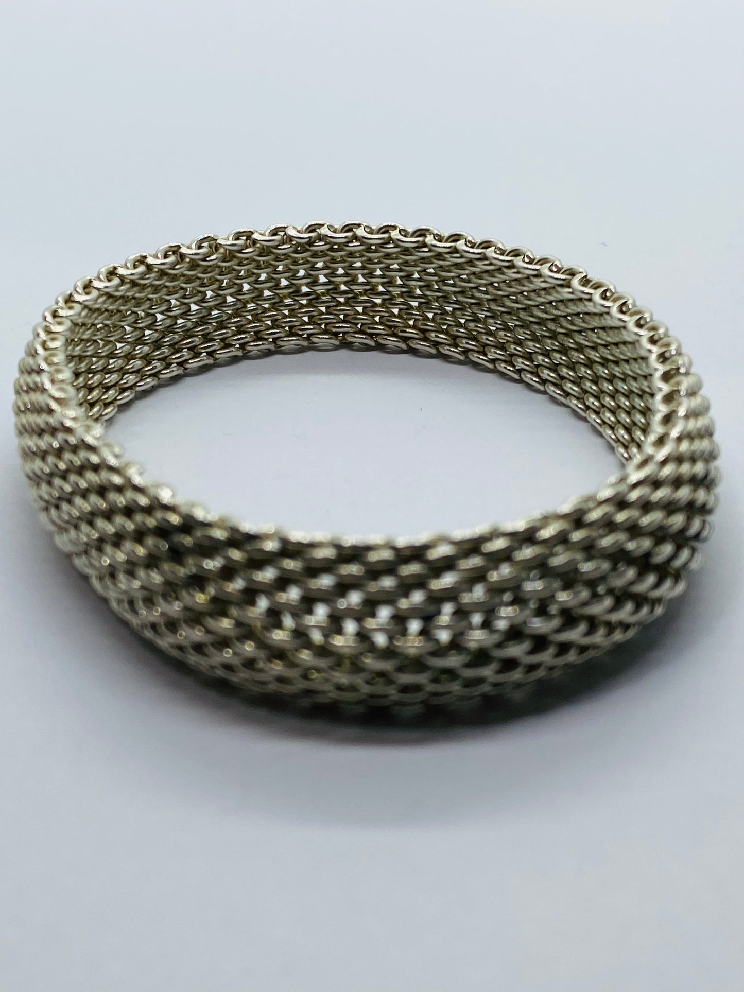 Tiffany & Co. 7.75” Somerset Mesh 15MM Wide Bracelet in Sterling Silver