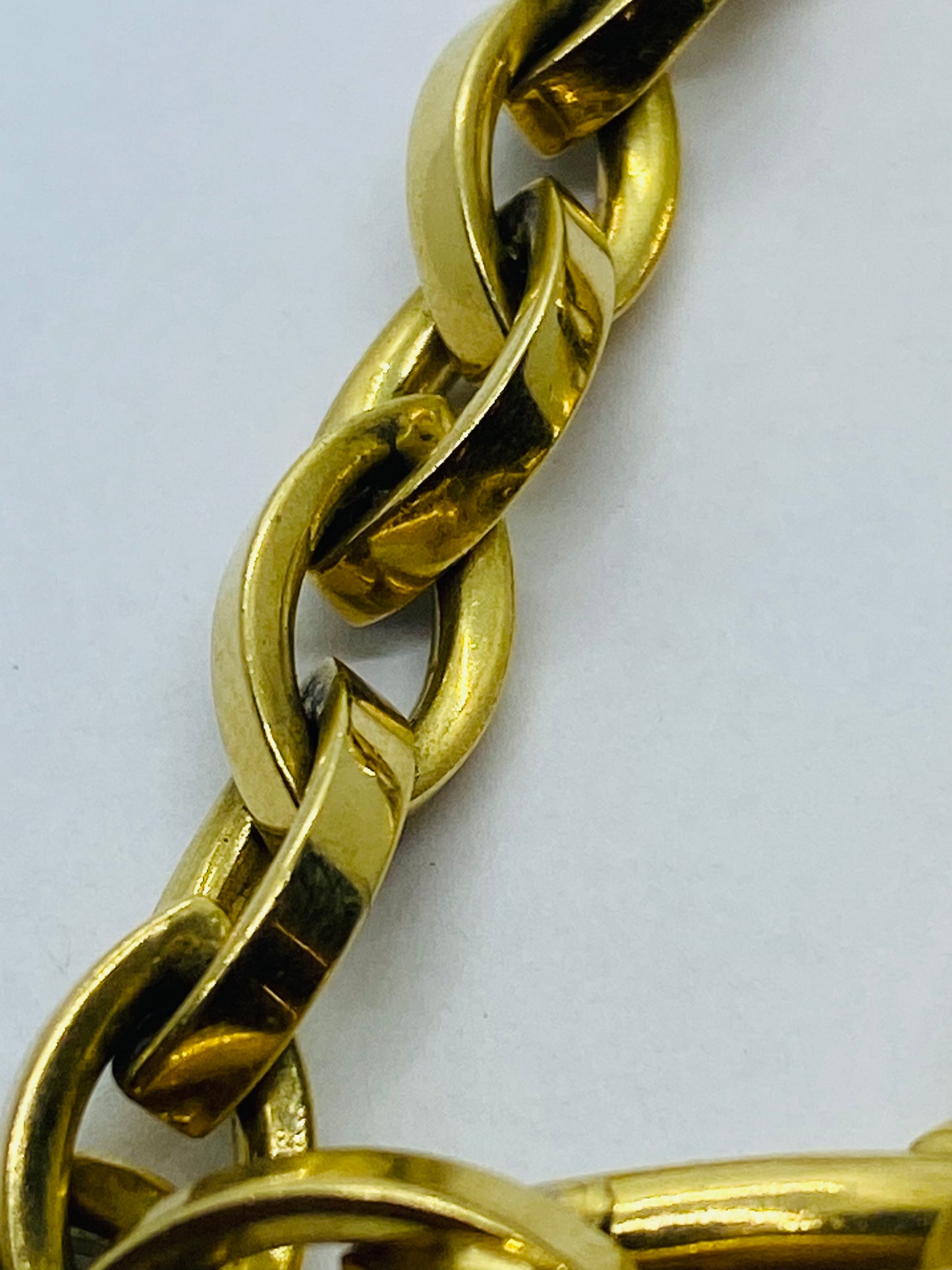 Tiffany & Co Solid 18k Yellow Gold Marquis Oval 7MM Link Bracelet 7.5” Pouch Box