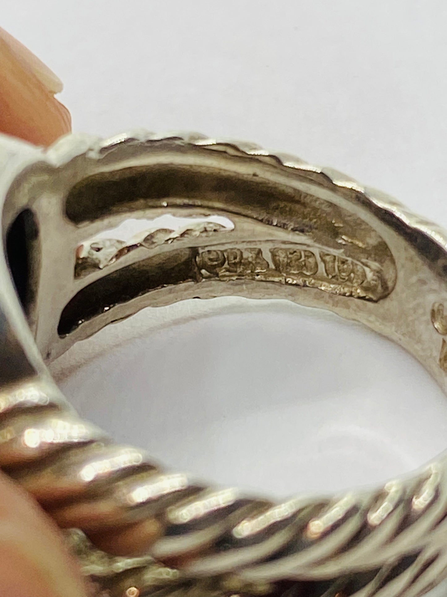 David Yurman Silver 925 & 18k Gold Albion 11mm Smoky Topaz Diamond Ring Sz 6.25