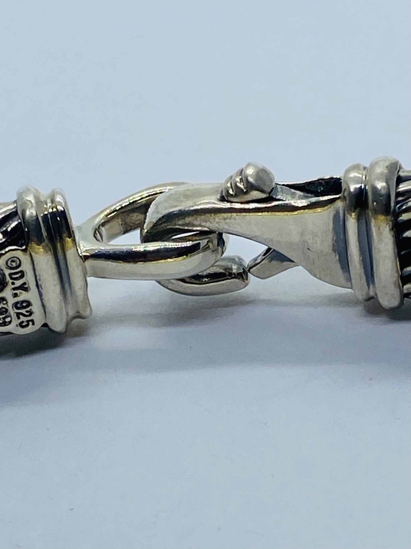 $4,000 David Yurman 14K Yellow Gold Silver Diamond Metro Double Cable Bracelet M