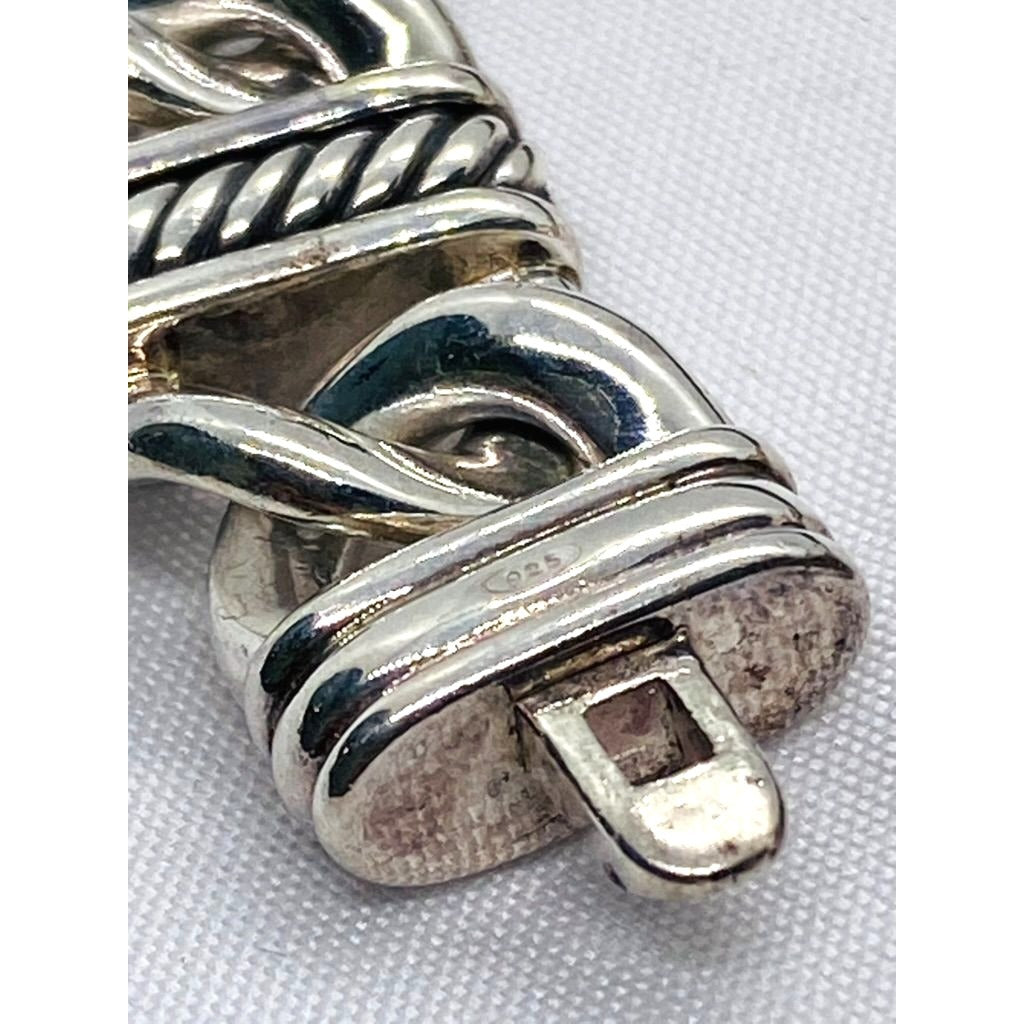 David Yurman Sterling Madison Collection Black Leather 7.5 Inch Bracelet