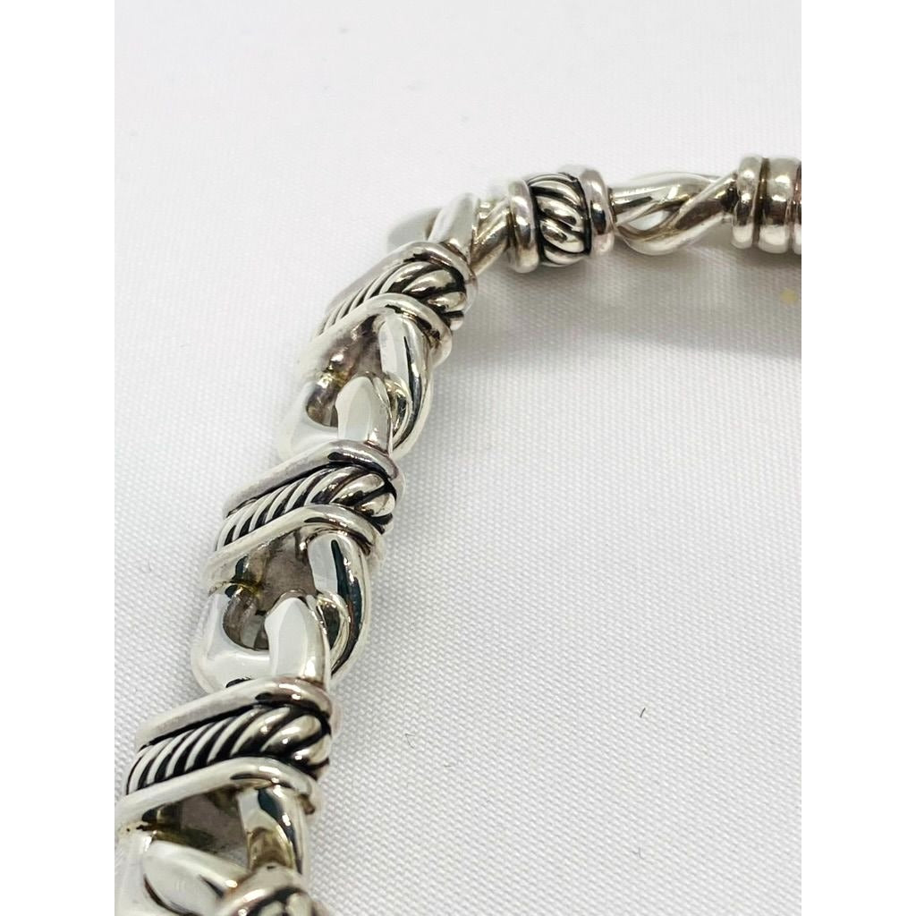 David Yurman Sterling Madison Collection Black Leather 7.5 Inch Bracelet