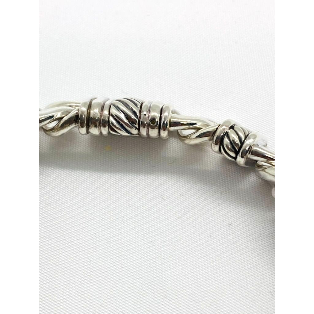 David Yurman Sterling Madison Collection Black Leather 7.5 Inch Bracelet