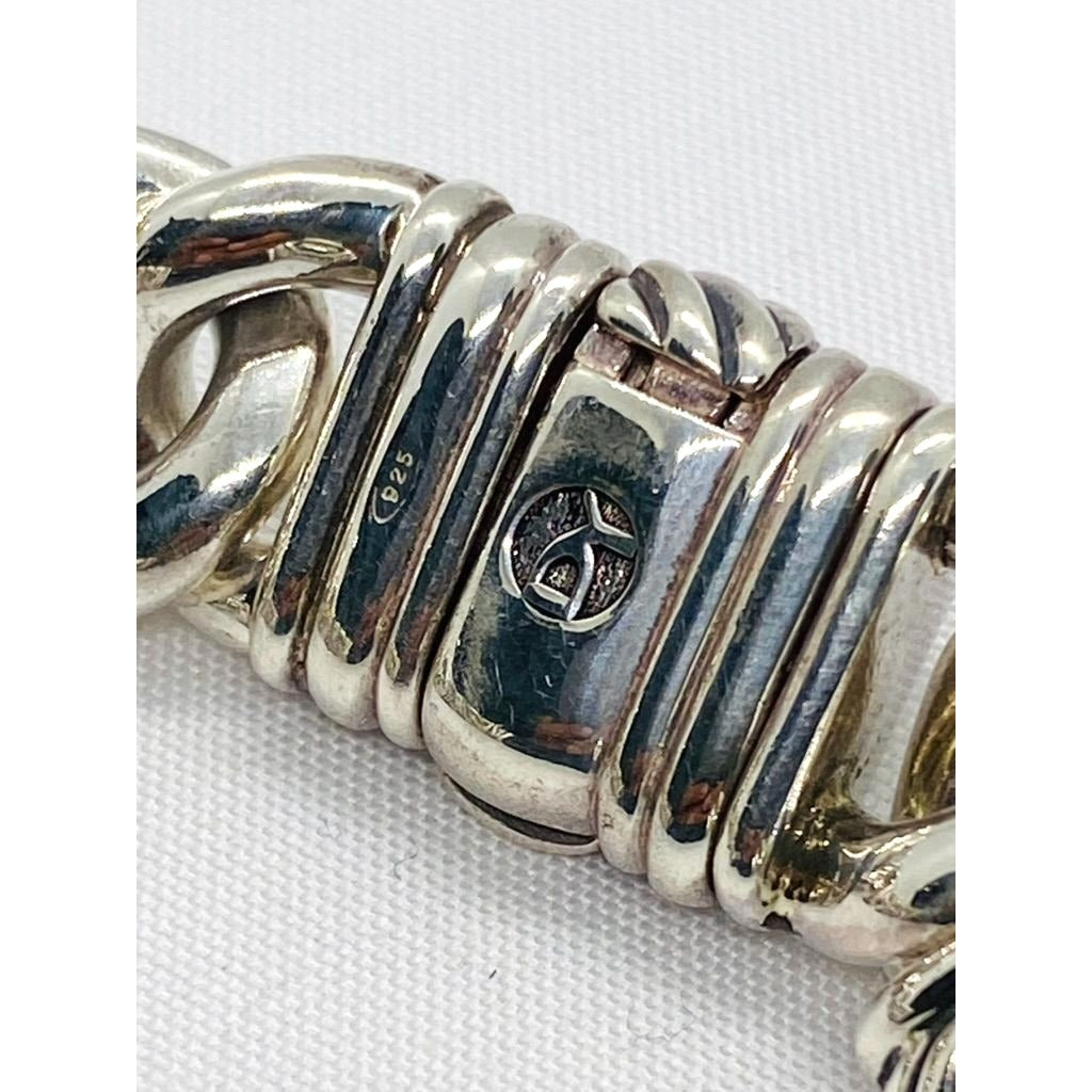 David Yurman Sterling Madison Collection Black Leather 7.5 Inch Bracelet