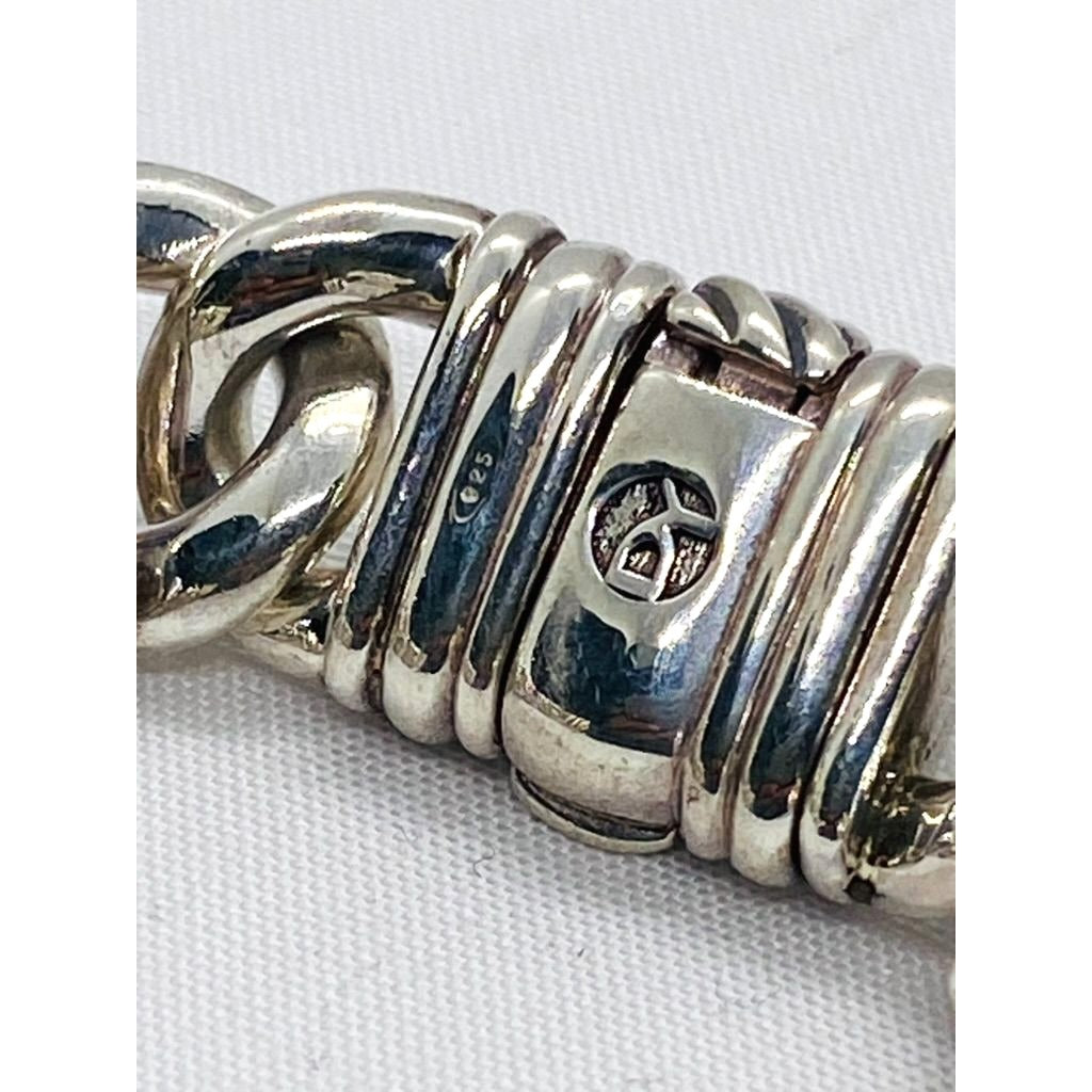 David Yurman Sterling Madison Collection Black Leather 7.5 Inch Bracelet