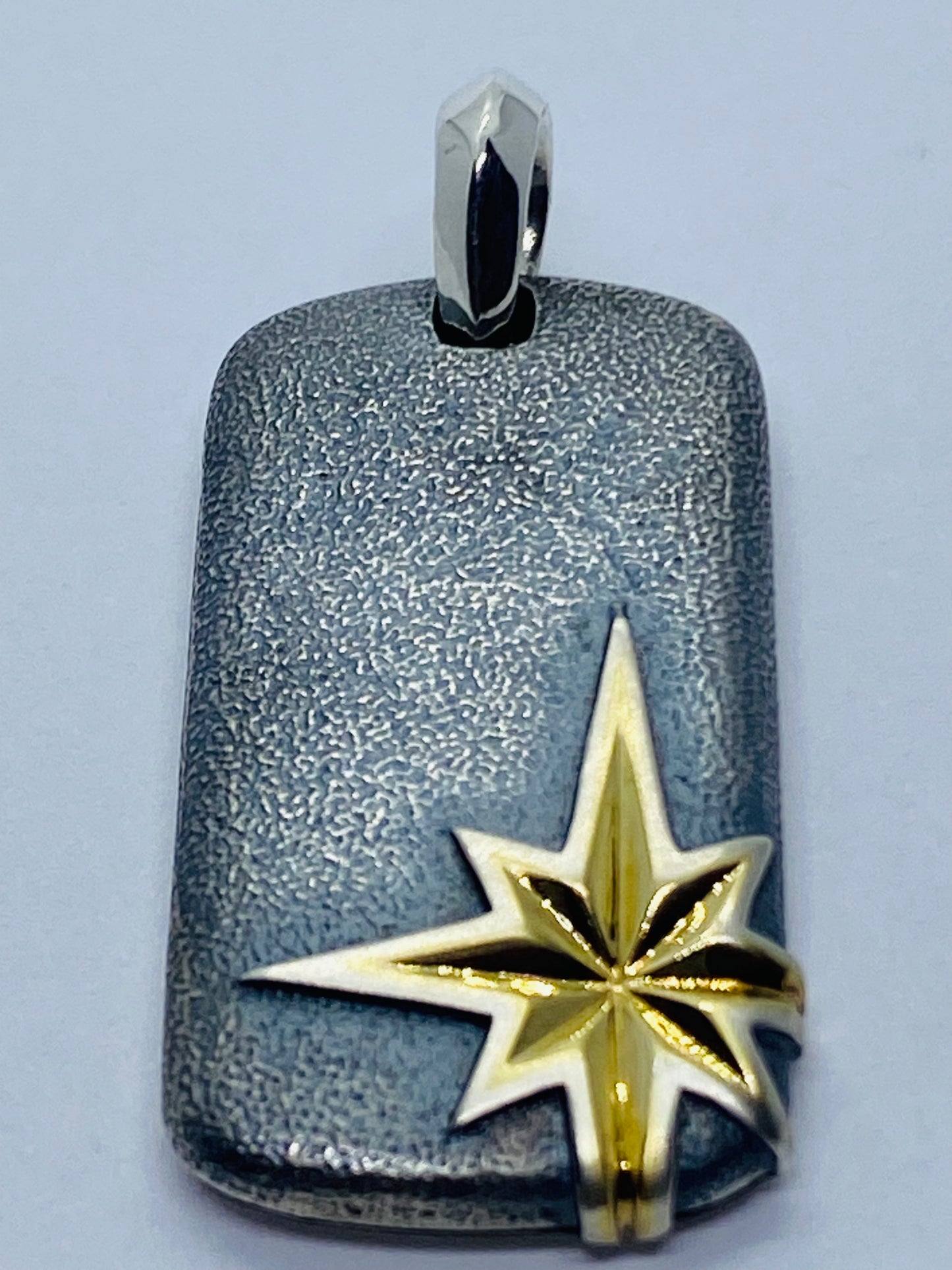 David Yurman North Star Dog Tag  Silver 925 18K Gold 35x18MM Pouch Read!