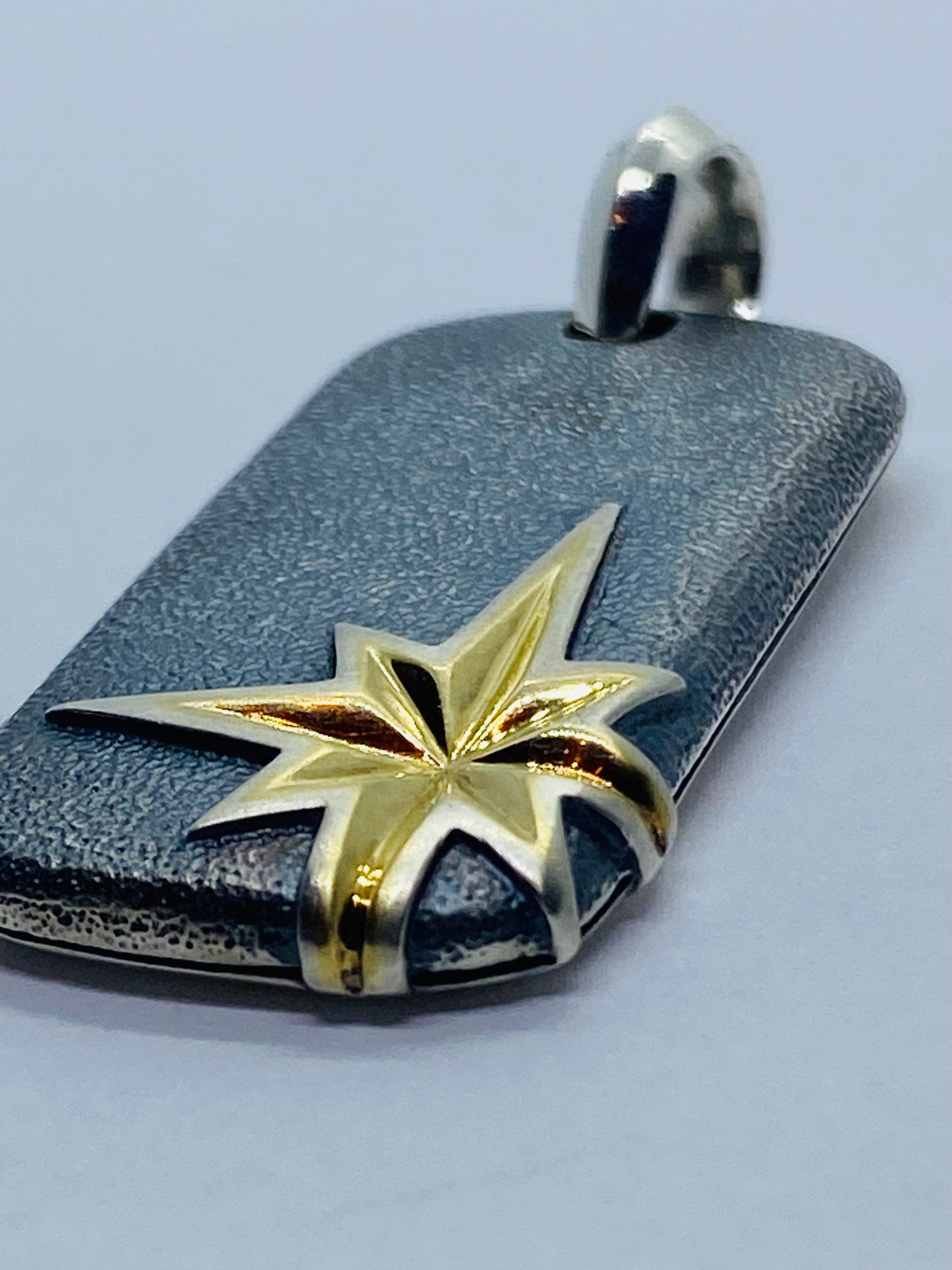 David Yurman North Star Dog Tag  Silver 925 18K Gold 35x18MM Pouch Read!