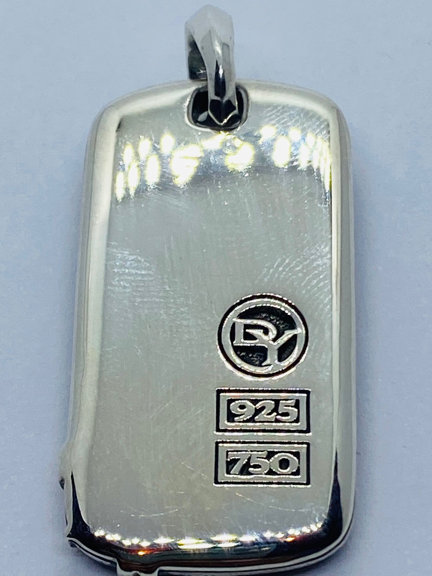 David Yurman North Star Dog Tag  Silver 925 18K Gold 35x18MM Pouch Read!