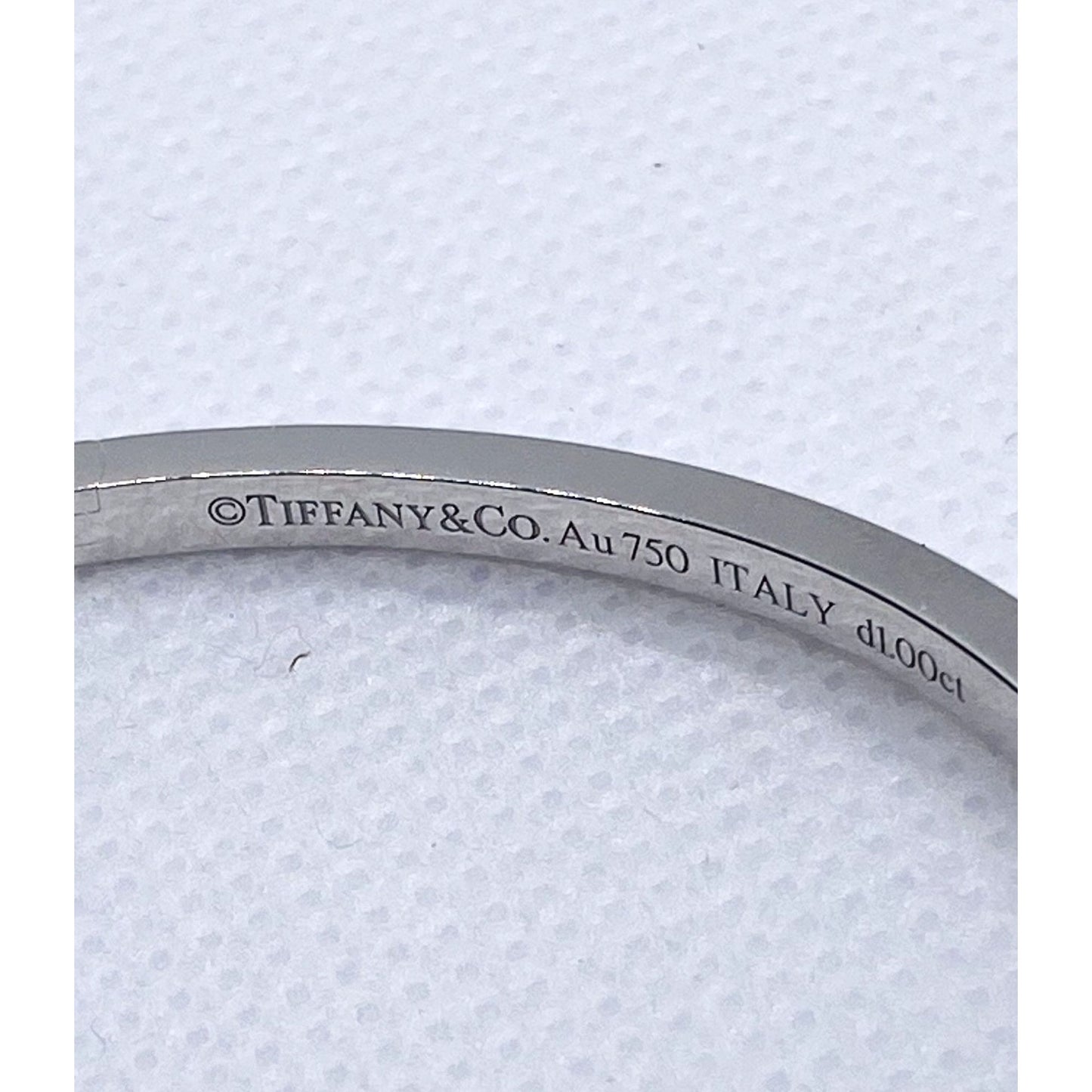 Tiffany & Co T1 Narrow Diamond  Hinged Bangle 18k White Gold Small