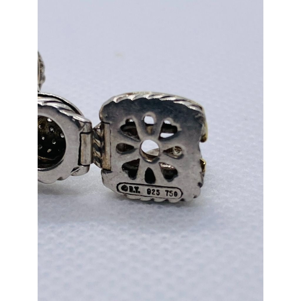 David Yurman Sterling Silver and 18k Yellow Gold Albion Station Diamond Bracelet