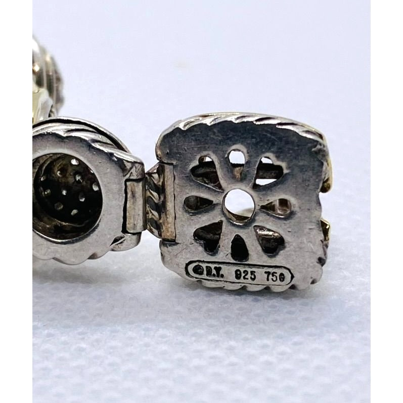 David Yurman Sterling Silver and 18k Yellow Gold Albion Station Diamond Bracelet