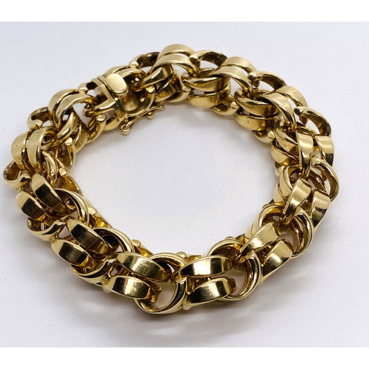 Tiffany & Co Double Link 14K 585 Yellow Gold Bracelet 8" Heavy Rare