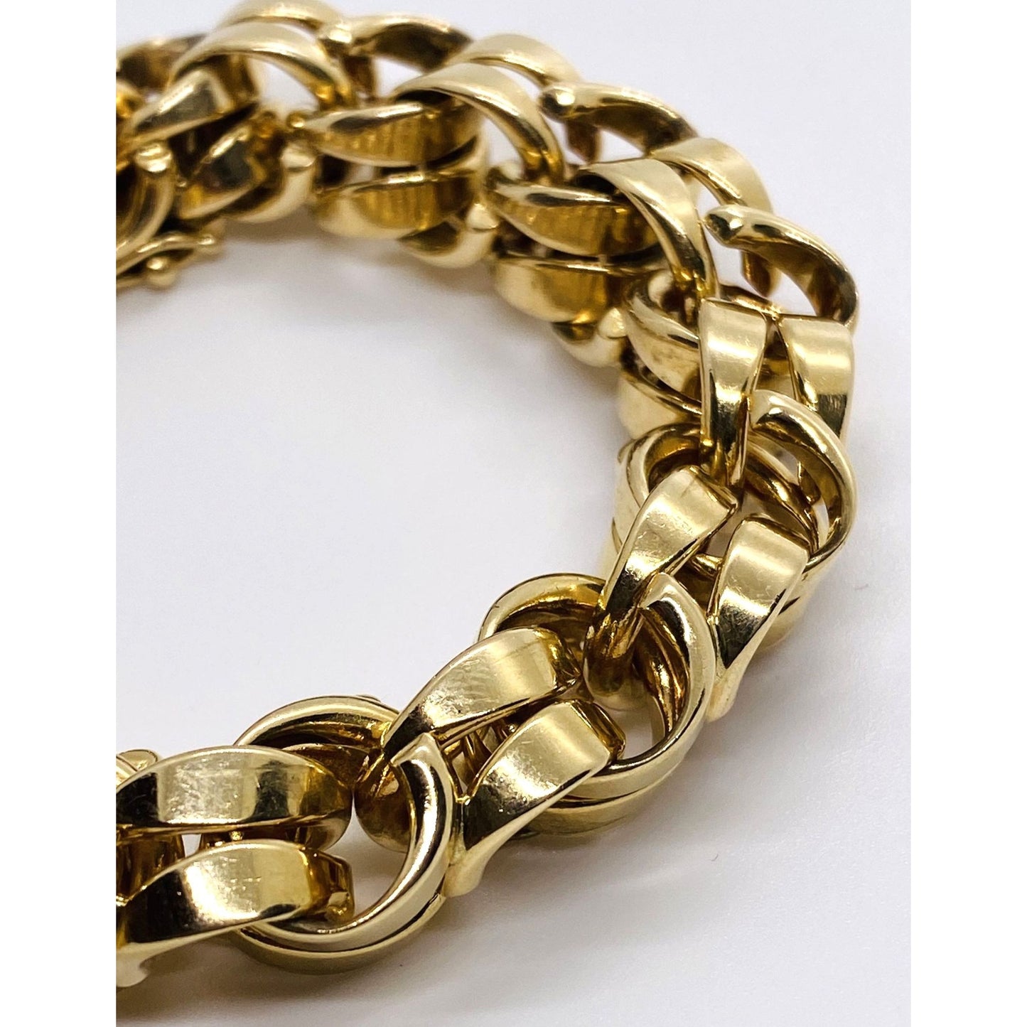 Tiffany & Co Double Link 14K 585 Yellow Gold Bracelet 8" Heavy Rare