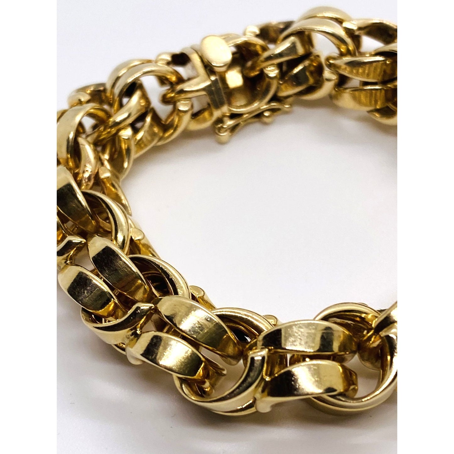 Tiffany & Co Double Link 14K 585 Yellow Gold Bracelet 8" Heavy Rare