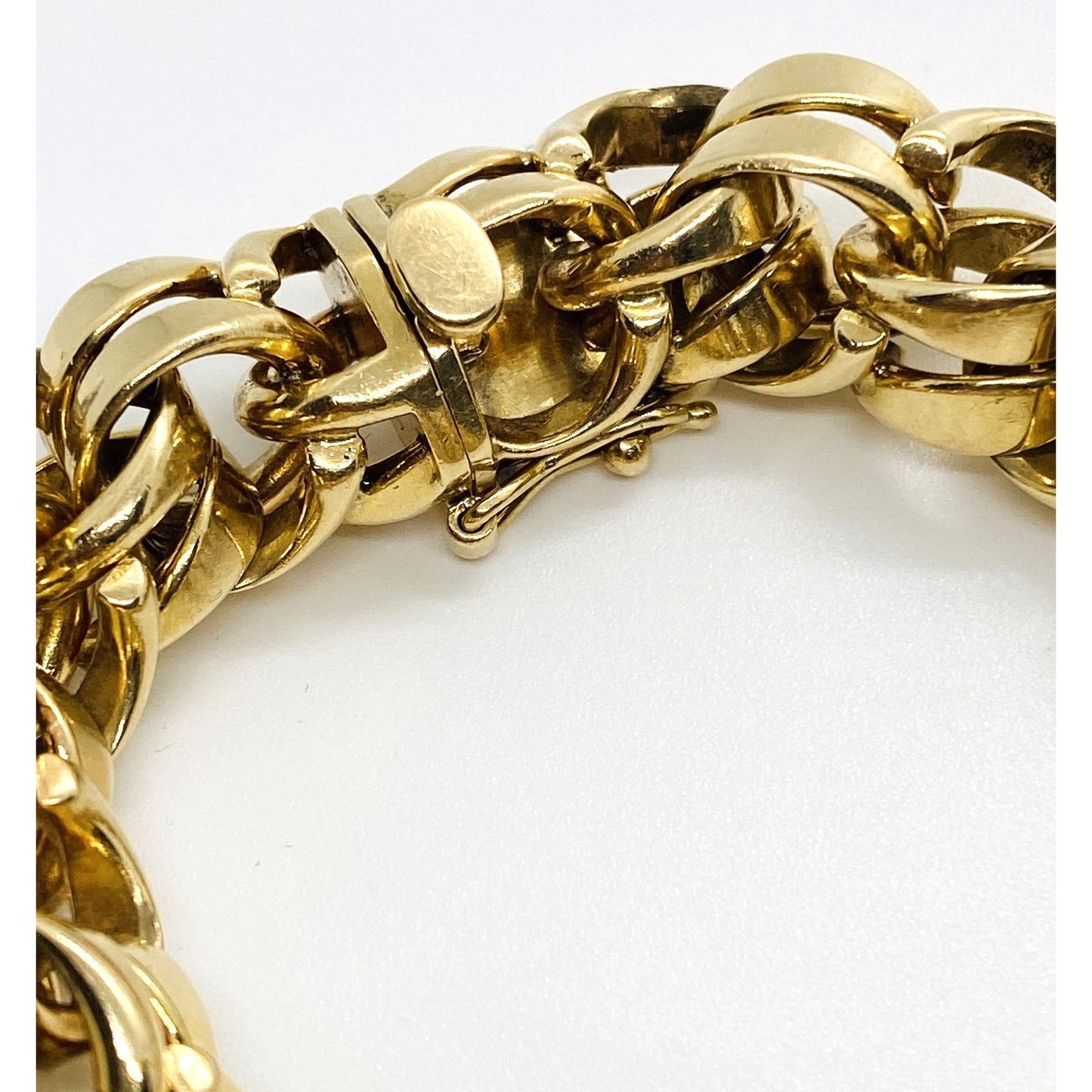 Tiffany & Co Double Link 14K 585 Yellow Gold Bracelet 8" Heavy Rare