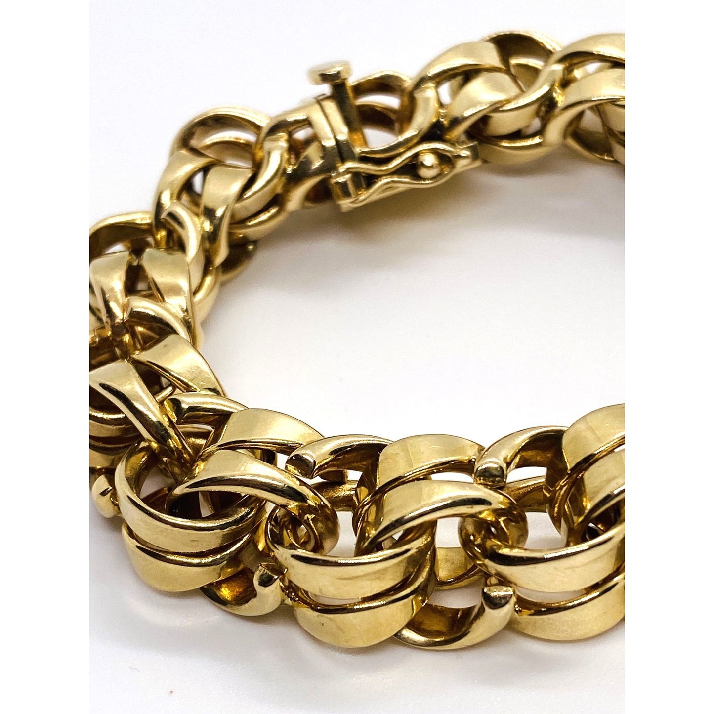 Tiffany & Co Double Link 14K 585 Yellow Gold Bracelet 8" Heavy Rare