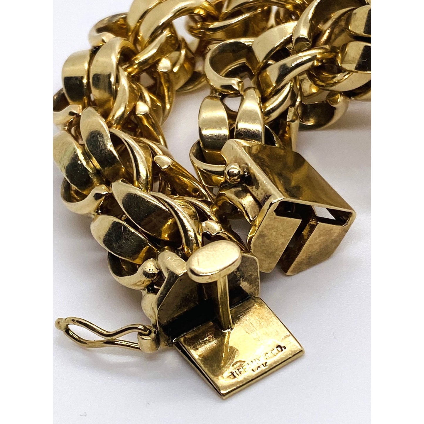Tiffany & Co Double Link 14K 585 Yellow Gold Bracelet 8" Heavy Rare