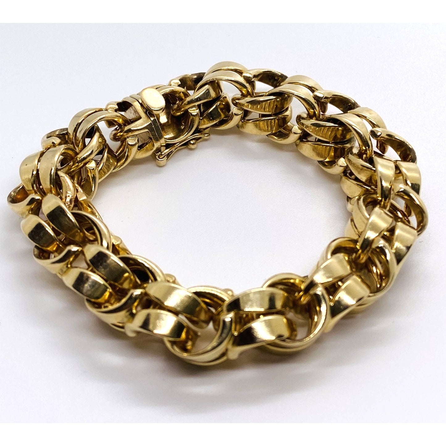 Tiffany & Co Double Link 14K 585 Yellow Gold Bracelet 8" Heavy Rare