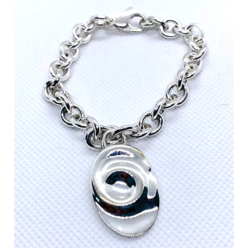 Tiffany & Co Silver Rolo Bracelet with Zodiac Aquarius charm 7.5"