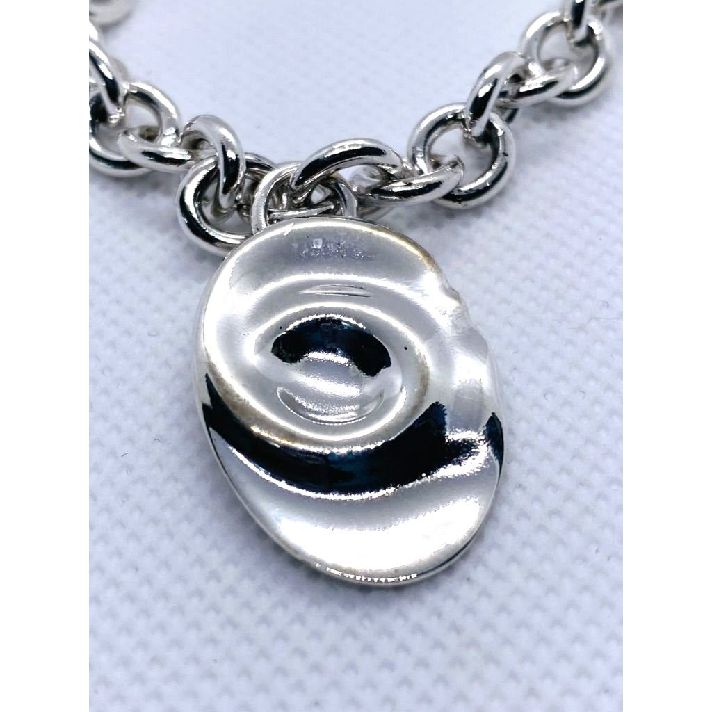 Tiffany & Co Silver Rolo Bracelet with Zodiac Aquarius charm 7.5"